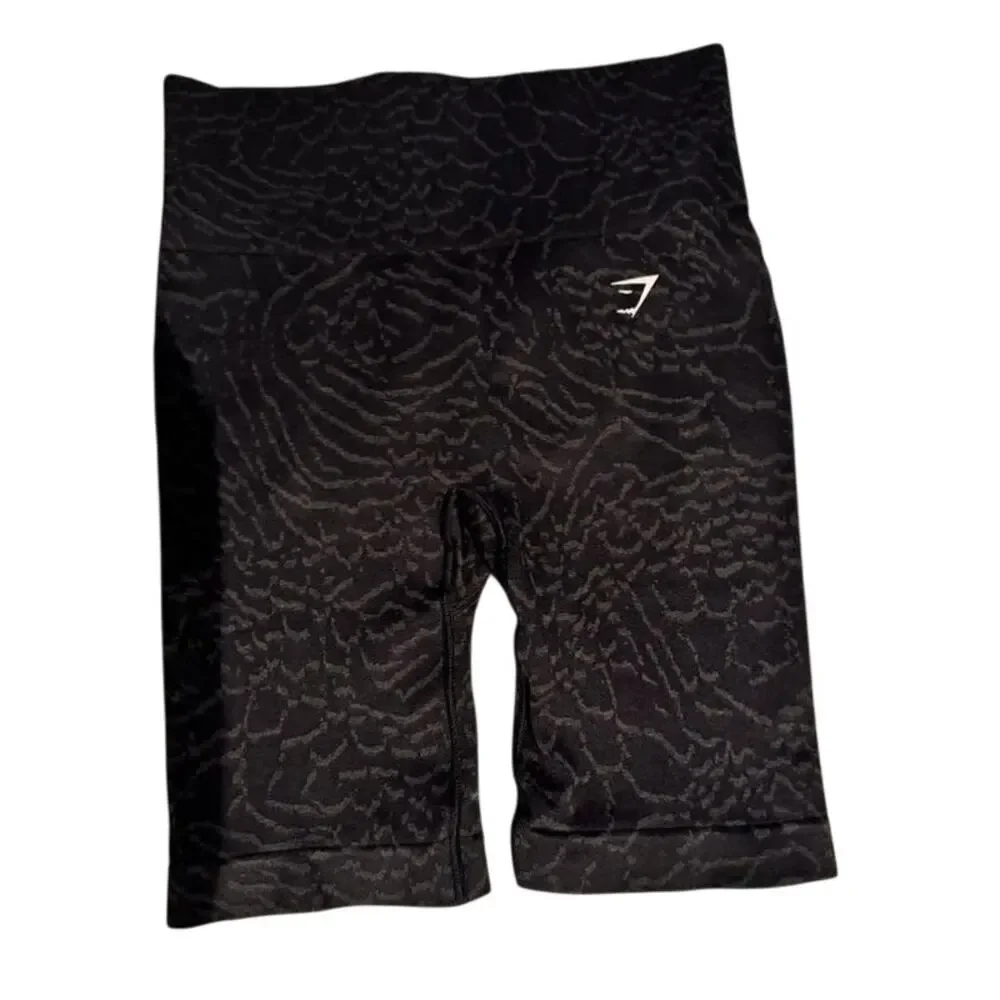 Gymshark Vital Seamless Shorts Black Jacquard Pattern Women’s Small